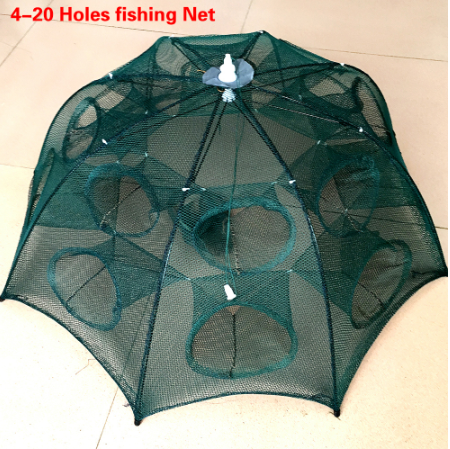 Strengthened 4-20 Holes Automatic Fishing Net Shrimp Cage Nylon Foldable Fish Trap Cast Net Cast Fold Crab Trap Fishing Network
