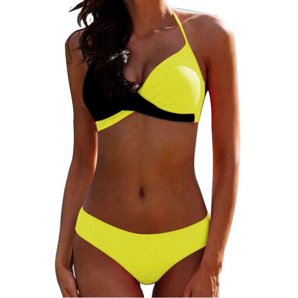 Swimsuit European And American Hard Pack Split Bikini Color Matching Swimsuit