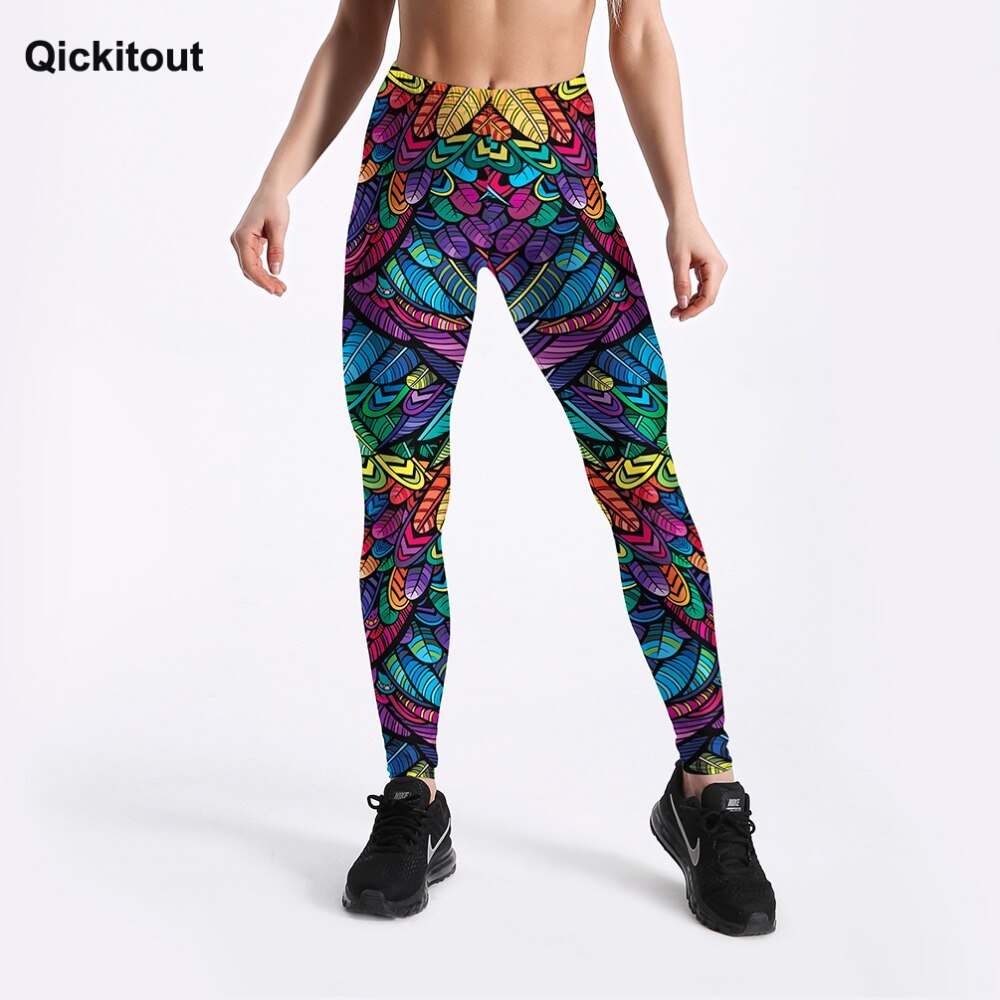 Color Feathers 3D Printed Women Fitness Activewear