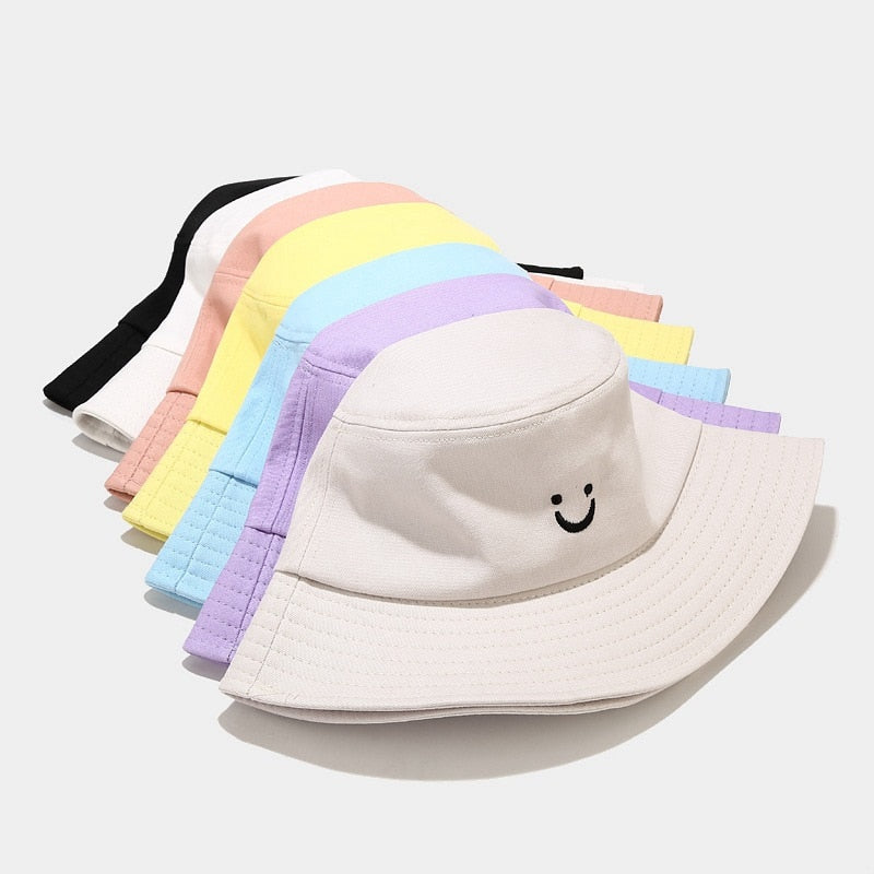 Embroidery Smile Face Expression Bucket Hat